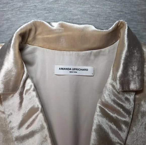 Amanda Upichard X Revolve Velvet Allix Blazer Dress Color Bone Size Small Preppy - Picture 3 of 7